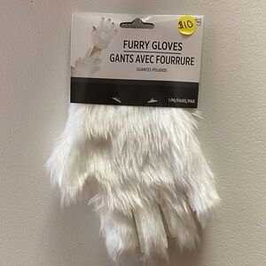 White Furry Gloves Halloween accessory